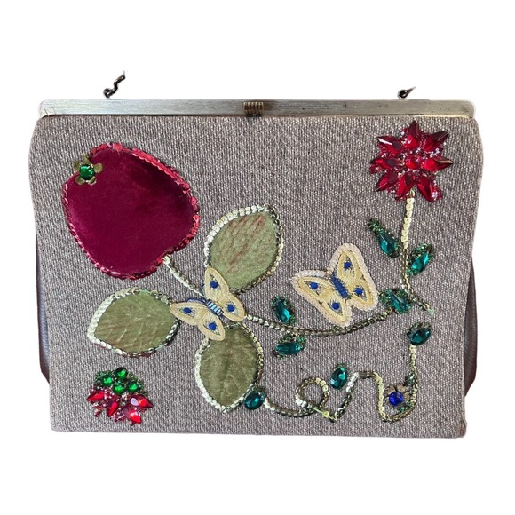Caron of Houston, TX Vintage Handbag with Velvet, Sequins and Jeweled Design - Picture 2 of 15
